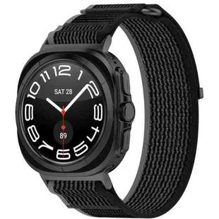 For Samsung Galaxy Watch Ultra 47mm Hook and Loop Fastener Loop Nylon Watch Band(Black+Gray)