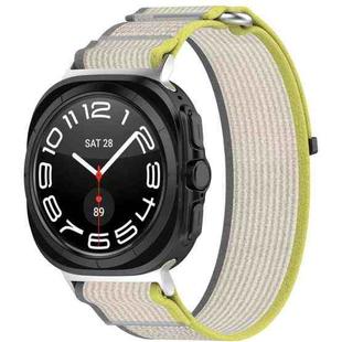 For Samsung Galaxy Watch 7 Ultra 47mm Hook and Loop Fastener Loop Nylon Watch Band(Yellow+Gray)
