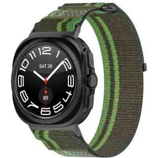 For Samsung Galaxy Watch 7 Ultra 47mm Hook and Loop Fastener Loop Nylon Watch Band(Dark Green)