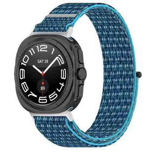 For Samsung Galaxy Watch 7 Ultra 47mm Loop Nylon Hook and Loop Fastener Watch Band(Sea Blue)