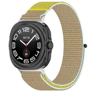 For Samsung Galaxy Watch 7 Ultra 47mm Loop Nylon Hook and Loop Fastener Watch Band(Khaki Yellow)