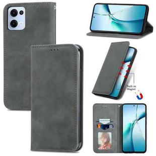 For OPPO Reno13 Retro Skin Feel Magnetic Flip Leather Phone Case(Gray)
