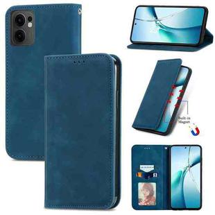 For OPPO Reno13 F Retro Skin Feel Magnetic Flip Leather Phone Case(Blue)