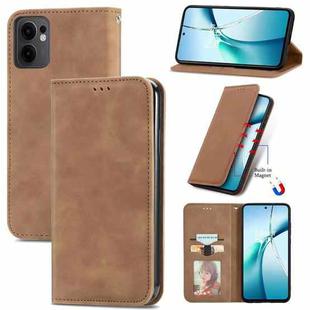 For OPPO Reno13 F Retro Skin Feel Magnetic Flip Leather Phone Case(Brown)