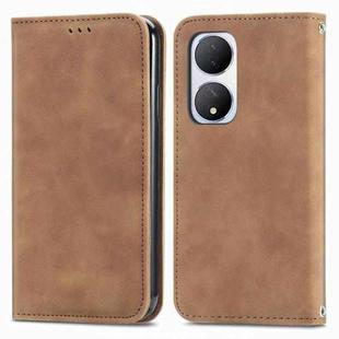For vivo Y100 5G IND Retro Skin Feel Magnetic Flip Leather Phone Case(Brown)