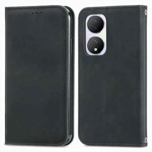 For vivo Y100 5G IND Retro Skin Feel Magnetic Flip Leather Phone Case(Black)