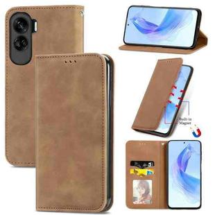 For Honor 90 Lite Retro Skin Feel Magnetic Flip Leather Phone Case(Brown)