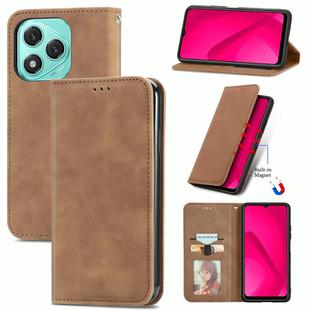 For Honor 400 Lite Retro Skin Feel Magnetic Flip Leather Phone Case(Brown)