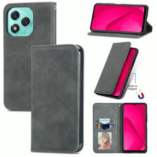 For Honor 400 Lite Retro Skin Feel Magnetic Flip Leather Phone Case(Gray)
