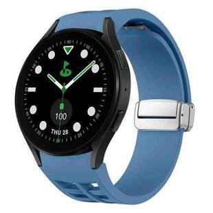 For Samsung Galaxy Watch 5 Golf Edition Richard Magnetic Folding Silver Buckle Silicone Watch Band(Blue)