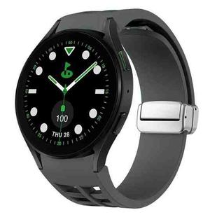 For Samsung Galaxy Watch 5 Golf Edition Richard Magnetic Folding Silver Buckle Silicone Watch Band(Space Gray)