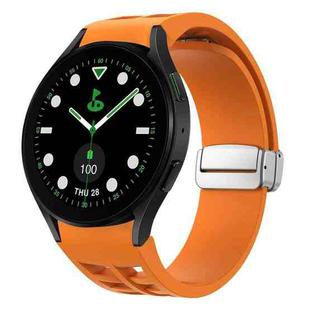 For Samsung Galaxy Watch 5 Golf Edition Richard Magnetic Folding Silver Buckle Silicone Watch Band(Orange)