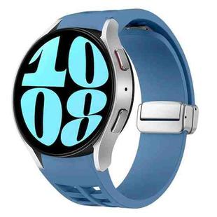 For Samsung Galaxy Watch 6 40 / 44mm Richard Magnetic Folding Silver Buckle Silicone Watch Band(Blue)