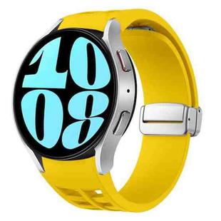 For Samsung Galaxy Watch 6 40 / 44mm Richard Magnetic Folding Silver Buckle Silicone Watch Band(Yellow)