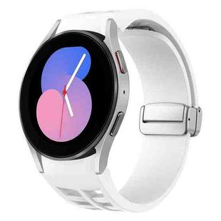 For Samsung Galaxy Watch 5 40 / 44mm Richard Magnetic Folding Silver Buckle Silicone Watch Band(White)