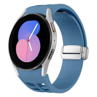 For Samsung Galaxy Watch 5 40 / 44mm Richard Magnetic Folding Silver Buckle Silicone Watch Band(Blue)