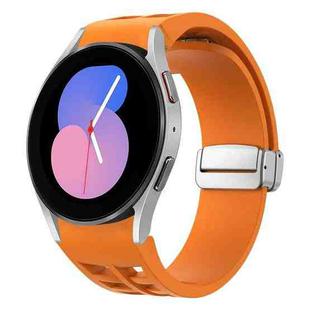 For Samsung Galaxy Watch 5 40 / 44mm Richard Magnetic Folding Silver Buckle Silicone Watch Band(Orange)