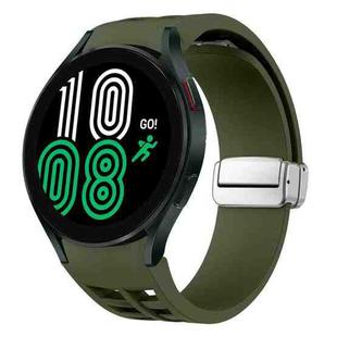 For Samsung Galaxy Watch 4 40 / 44mm Richard Magnetic Folding Silver Buckle Silicone Watch Band(Army Green)