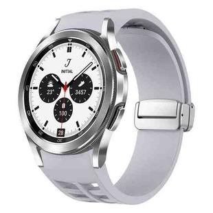 For Samsung Galaxy Watch 4 Classic 42 / 46mm Richard Magnetic Folding Silver Buckle Silicone Watch Band(Light Gray)