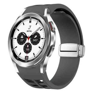 For Samsung Galaxy Watch 4 Classic 42 / 46mm Richard Magnetic Folding Silver Buckle Silicone Watch Band(Space Gray)