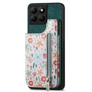 For Honor X8b Retro Painted Zipper Wallet Back Phone Case(Green)