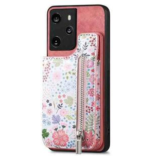 For Honor 100 Pro 5G Retro Painted Zipper Wallet Back Phone Case(Pink)