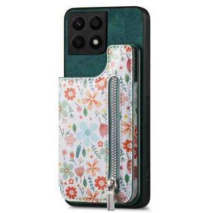 For Honor X8a Retro Painted Zipper Wallet Back Phone Case(Green)