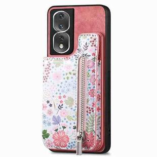 For Honor 80 Pro Retro Painted Zipper Wallet Back Phone Case(Pink)