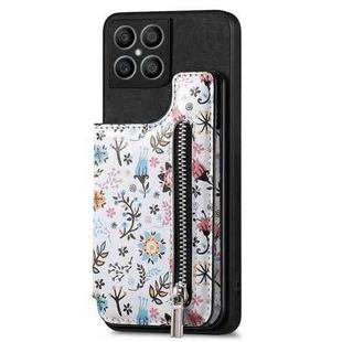 For Honor X8 5G Retro Painted Zipper Wallet Back Phone Case(Black)