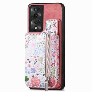 For Honor 70 Pro Retro Painted Zipper Wallet Back Phone Case(Pink)