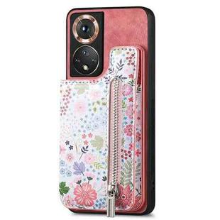 For Honor 50 Retro Painted Zipper Wallet Back Phone Case(Pink)