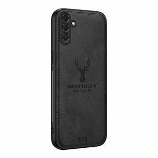 For Samsung Galaxy S24 FE 5G Deer Head Cloth Skin All-inclusive Phone Case(Black)