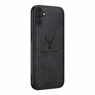 For Samsung Galaxy S25 5G Deer Head Cloth Skin All-inclusive Phone Case(Black)
