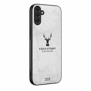 For Samsung Galaxy S25 5G Deer Head Cloth Skin All-inclusive Phone Case(White)