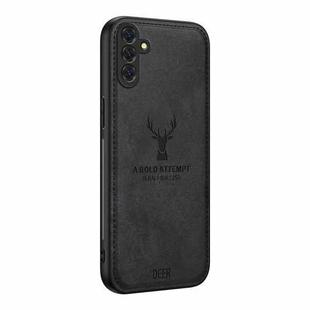 For Samsung Galaxy S25+ 5G Deer Head Cloth Skin All-inclusive Phone Case(Black)