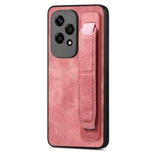 For Honor 200 Lite Golbal Retro Wristband Holder Leather Back Phone Case(Pink)