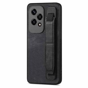 For Honor 200 Lite Golbal Retro Wristband Holder Leather Back Phone Case(Black)