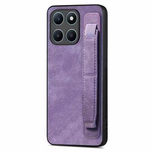 For Honor X6a Retro Wristband Holder Leather Back Phone Case(Purple)