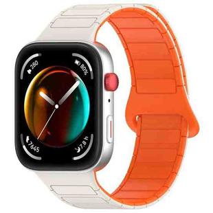 For Huawei Watch Fit3 Color Buckle Two Color Magnetic Silicone Watch Band(Starlight Orange)