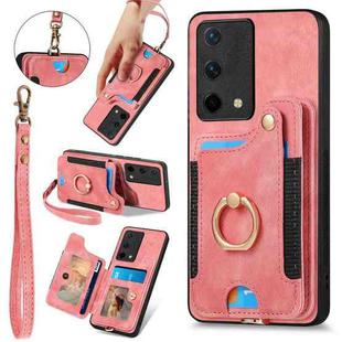 For OnePlus Nord CE 5G Retro Skin-feel Ring Multi-card RFID Wallet Phone Case(Pink)