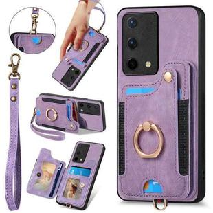 For OnePlus Nord CE 5G Retro Skin-feel Ring Multi-card RFID Wallet Phone Case(Purple)