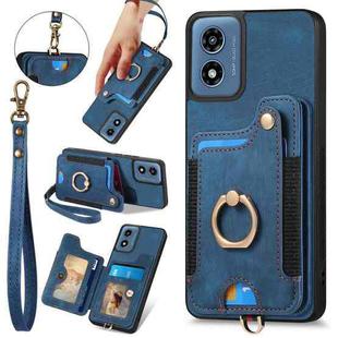 For Motorola G Play 2024 Retro Skin-feel Ring Multi-card RFID Wallet Phone Case(Blue)