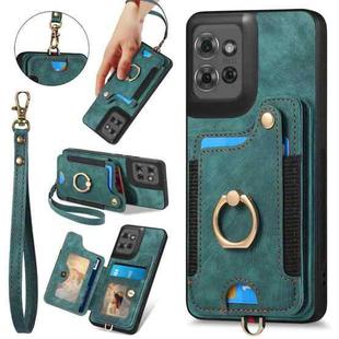 For Motorola Moto G Power 2025 5G Retro Skin-feel Ring Multi-card RFID Wallet Phone Case(Green)
