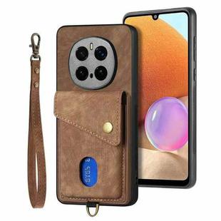 For Honor Magic7 Pro Retro Card Wallet Fold Leather Phone Case with Strap(Brown)