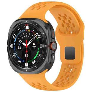 For Samsung Galaxy Watch Ultra 47mm Reverse Buckle Silicone Breathable Watch Band(Yellow)