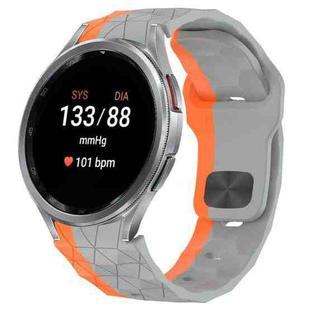 For Samsung Galaxy Watch 7 44mm Football Texture Reverse Buckle Silicone Watch Band(Grey Orange)