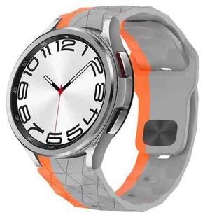 For Samsung Galaxy Watch 6 Classic 47mm Football Texture Reverse Buckle Silicone Watch Band(Grey Orange)