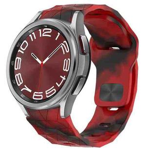 For Samsung Galaxy Watch 6 Classic 43mm Football Texture Reverse Buckle Silicone Watch Band(Camouflage Red)