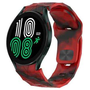 For Samsung Galaxy Watch 4 44mm Football Texture Reverse Buckle Silicone Watch Band(Camouflage Red)