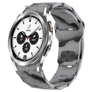 For Samsung  Galaxy Watch 4 Classic 42mm Football Texture Reverse Buckle Silicone Watch Band(Camouflage Gray)
